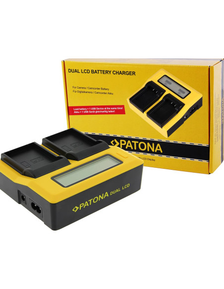 Caricabatterie dual LCD per Olympus BLX-1