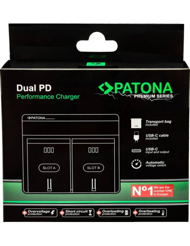 Caricabatteria Premium Dual PD Performance per Sony NP FW50 con ingresso / uscita USB-C