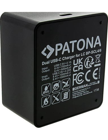 Doppio caricabatteria per Leica Q3 Q4 BP-SCL4 AND BP-SCL6 incluso cavo USB-C