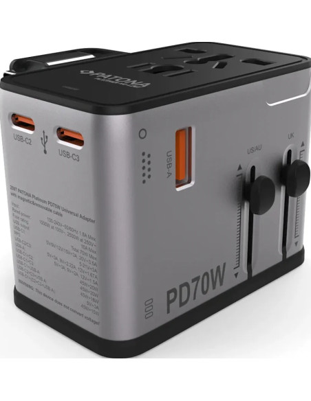Platinum PD70W Adattatore universale con cavo magnetico 3x USB-C 1xUSB-A