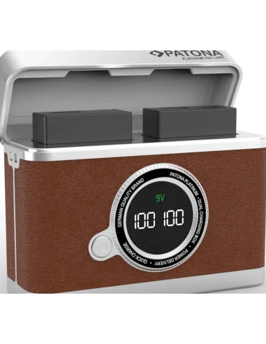 Doppio Caricabatteria rapido con display LED Platinum Retro per Fujifilm NP-W235 con cavo USB-C