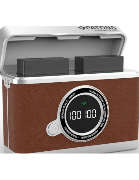 Doppio Caricabatteria rapido con display LED Platinum Retro per Fujifilm NP-W235 con cavo USB-C