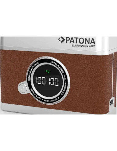 Doppio Caricabatteria rapido con display LED Platinum Retro per Fujifilm NP-W235 con cavo USB-C