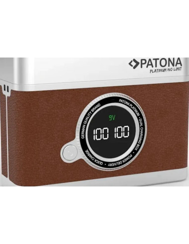 Doppio Caricabatteria rapido con display LED Platinum Retro per Fujifilm NP-W235 con cavo USB-C