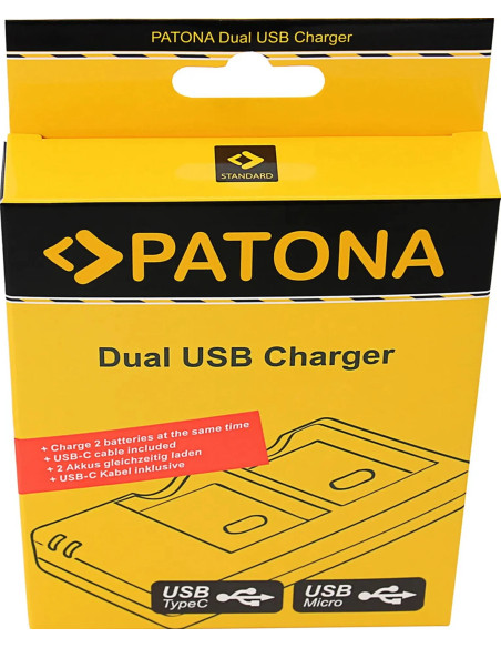 Caricabatterie doppio per Ricoh DB-120 GR IV incl. cavo USB-C