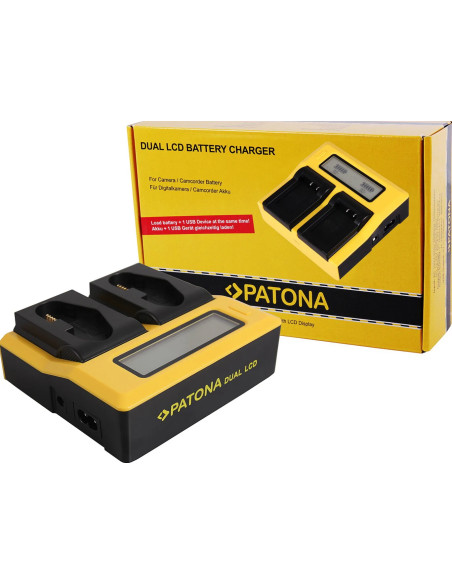 Caricabatterie USB LCD doppio per Canon LP-E4 / LP-E19