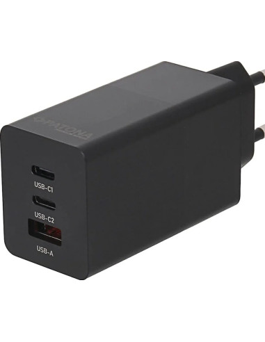 Alimentatore Premium GaN PD65W nero 2xUSB-C 1xUSB-A PD3.0 QC3.0 Nero
