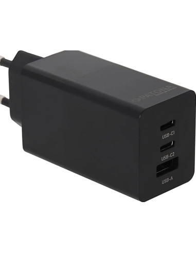 Alimentatore Premium GaN PD65W nero 2xUSB-C 1xUSB-A PD3.0 QC3.0 Nero