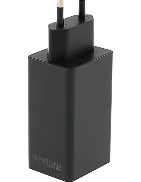 Alimentatore Premium GaN PD65W nero 2xUSB-C 1xUSB-A PD3.0 QC3.0 Nero