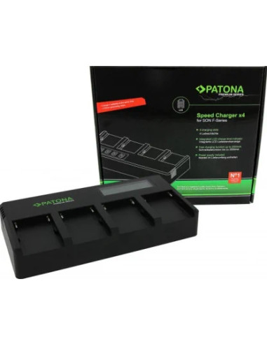 Patona Premium Caricabatterie Veloce 4 Slot per Batterie Serie Sony F