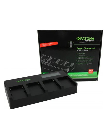 Patona Premium Caricabatterie Veloce 4 Slot per Batterie Serie Sony F