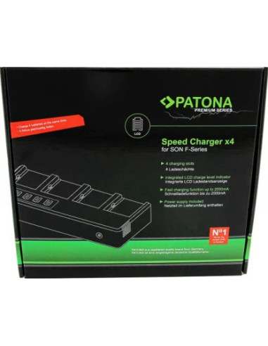Patona Premium Caricabatterie Veloce 4 Slot per Batterie Serie Sony F