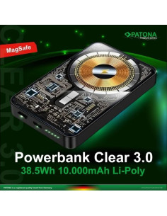 Premium Powerbank Clear 3.0 PD20W 10.000mAh Ricarica rapida wireless magnetica