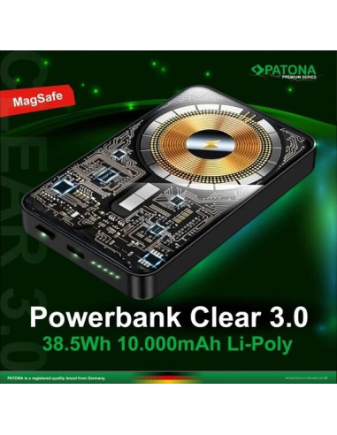Premium Powerbank Clear 3.0 PD20W 10.000mAh Ricarica rapida wireless magnetica
