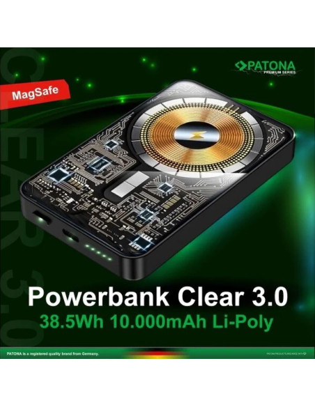Premium Powerbank Clear 3.0 PD20W 10.000mAh Ricarica rapida wireless magnetica