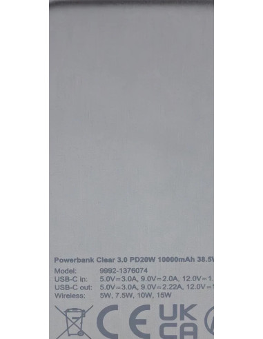 Premium Powerbank Clear 3.0 PD20W 10.000mAh Ricarica rapida wireless magnetica