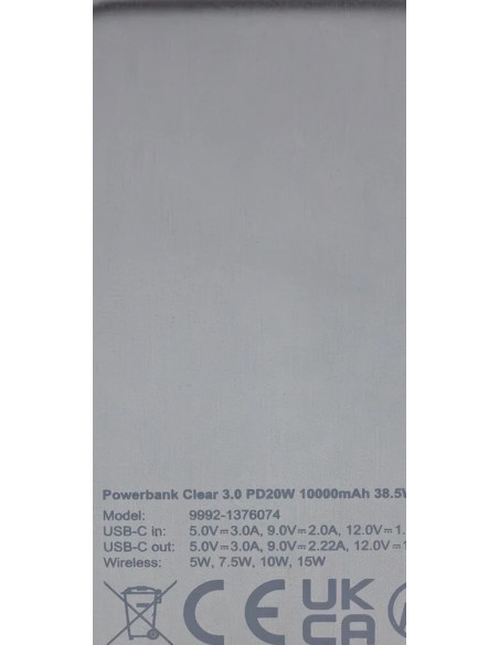 Premium Powerbank Clear 3.0 PD20W 10.000mAh Ricarica rapida wireless magnetica