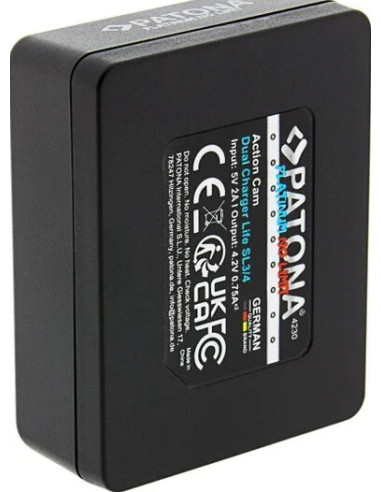 PATONA PLATINUM DUAL CHARGER PER BATTEIRA PATONA ACTION CAM SL3 E SL4