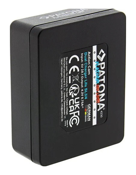 PATONA PLATINUM DUAL CHARGER PER BATTEIRA PATONA ACTION CAM SL3 E SL4