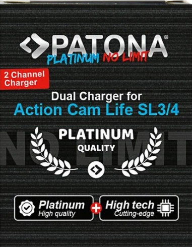 PATONA PLATINUM DUAL CHARGER PER BATTEIRA PATONA ACTION CAM SL3 E SL4