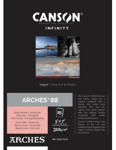 CANSON ARCHES 88 RAG (PURE WHITE) 5R 13X18CM 25F 310GR