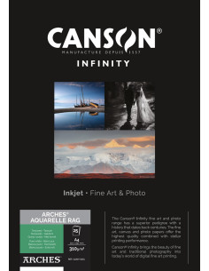 CANSON INFINITY ARCHES AQUARELLE RAG (PURE WHITE) A4 25F 310GR