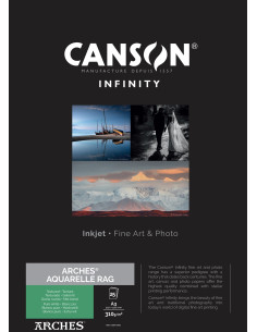 CANSON INFINITY ARCHES AQUARELLE RAG (PURE WHITE) A3 25F 310GR