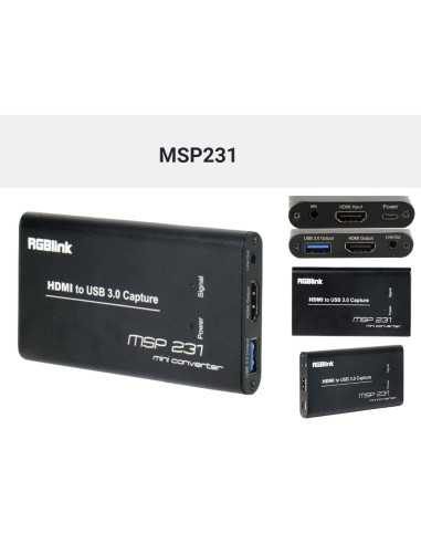 RGBLINK SCHEDA DI ACQUISIZIONE HDMI + AUDIO JACK 3.5MM A USB 3.0 + LOOP HDMI OUT + USCITA AUDIO JACK 3.5MM