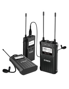 SYNCO T3 SISTEMA WIRELESS UHF 180MT PROFESSIONALE OMNIDIREZIONALE A LAVALIER BATT. INTEGRATA - 2 TRASMETTITORI + 1 RICEVITORE