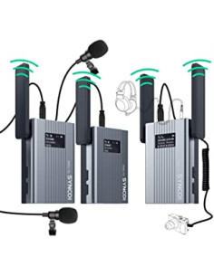 SYNCO TS SISTEMA WIRELESS UHF 150MT PROFESSIONALE OMNIDIREZIONALE A LAVALIER BATT. INTEGRATA - 2 TRASMETTITORI + 1 RICEVITORE