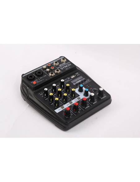 SYNCO MIXER AUDIO 4 CANALI (2xXLR/JACK MONO+STEREO JACK/RCA/USB IN) CON FX E EQ E CON ALIMENTAZIONE VIA USB