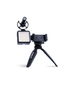 SYNCO M1S VLOGGER KIT 2 COMPOSTO DA SHOTGUN M1S + SMARTPHONE/TABLET CLAMP + TABLE TRIPOD + LED W49 5W 5000K