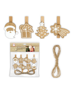 ZEP CORNICE LK42N 200 CM KIT WOOD CLIPS NATURAL CHRISTMAS NATALE