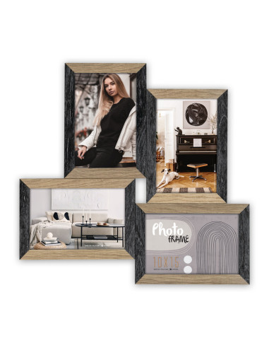 DN485B cornice per quadro Cornice per foto multipla Nero, Legno