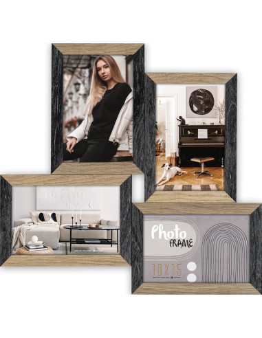DN485B cornice per quadro Cornice per foto multipla Nero, Legno