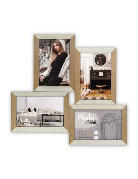 DN496W cornice per quadro Cornice per foto multipla Bianco, Legno