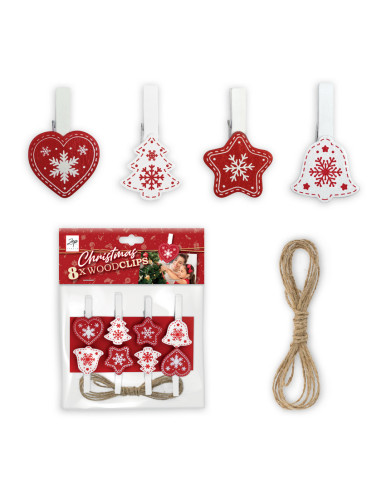 ZEP CORNICE LK38R 200CM WOOD CLIPS RED NATALE KIT 8PZ