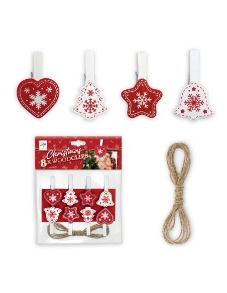 ZEP CORNICE LK38R 200CM WOOD CLIPS RED NATALE KIT 8PZ