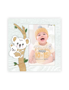 Larry Cornice per foto singola Bianco, Legno