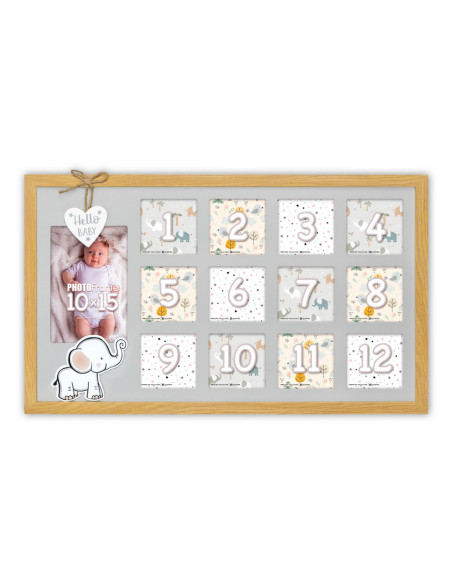 Enea Cornice per foto multipla Grigio, Bianco, Legno