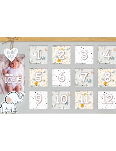 Enea Cornice per foto multipla Grigio, Bianco, Legno