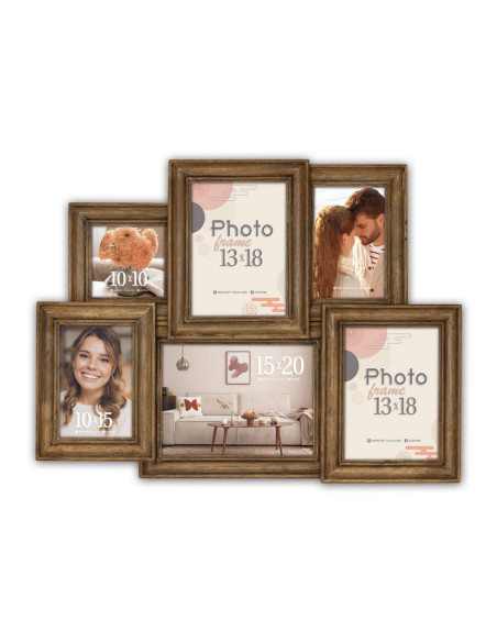 ZL496 cornice per quadro Cornice per foto multipla Marrone