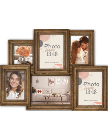 ZL496 cornice per quadro Cornice per foto multipla Marrone