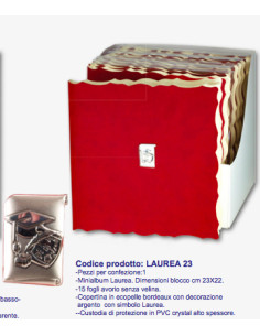 EDICART ALBUM 23X23/15 ECOPELLE LAUREA 23 ROSSO+ARGENTO