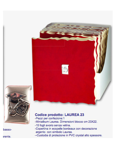 EDICART ALBUM 23X23/15 ECOPELLE LAUREA 23 ROSSO+ARGENTO
