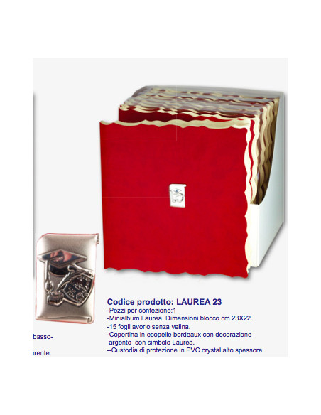 EDICART ALBUM 23X23/15 ECOPELLE LAUREA 23 ROSSO+ARGENTO