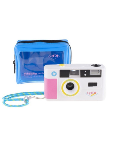 DUBBLEFILM SHOW CAMERA WHITE 35MM WITH FLASH INCL. CASE