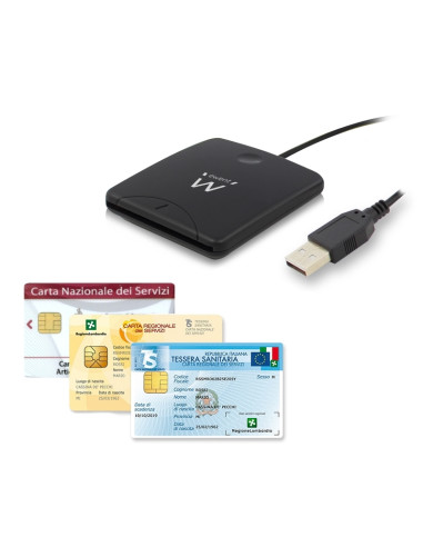 EWENT EW1052 LETTORE SMART CARD USB PER FIRMA DIGITALE, CARTE SERVIZI