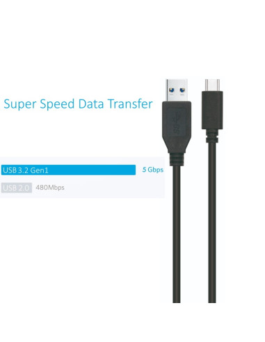 EWENT EC1056 CAVO USB 3.2 Gen1 5 GBPS 3A USB-C/M-A/M 1.8M