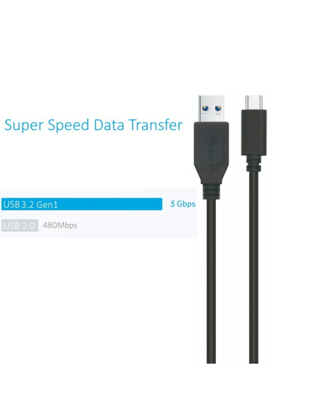 EWENT EC1056 CAVO USB 3.2 Gen1 5 GBPS 3A USB-C/M-A/M 1.8M